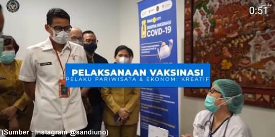 Kementerian Pariwisata dan Ekonomi Kreatif Republik Indonesia Terus Berupaya untuk Melakukan Vaksinasi Kepada 34 Juta Pelaku Pariwisata dan Ekonomi Kreatif