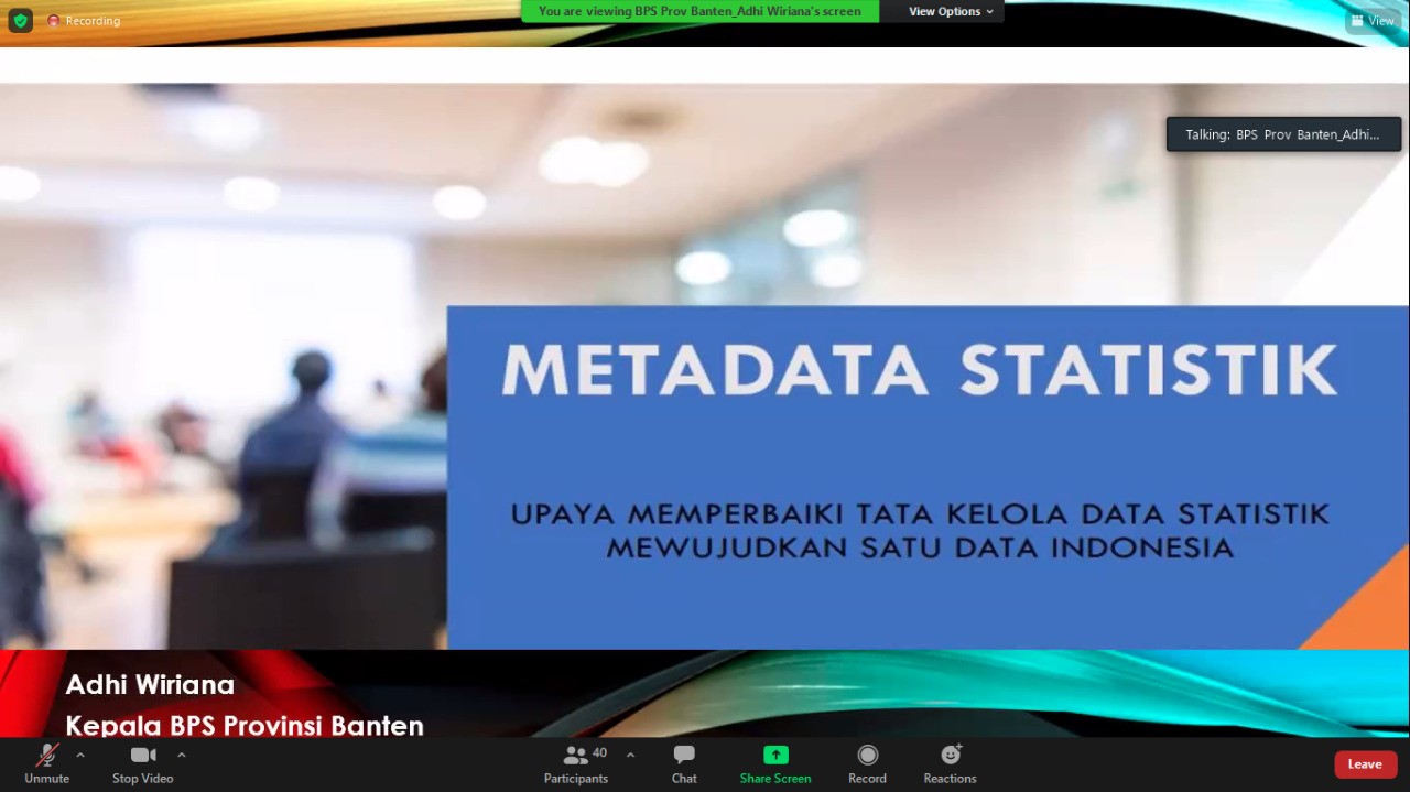 Rapat Daring Satu Data Indonesia dan Peraturan Gubernur Banten Nomor 2 Tahun 2020 tentang Pedoman Pengelolaan Satu Data Indonesia di Provinsi Banten