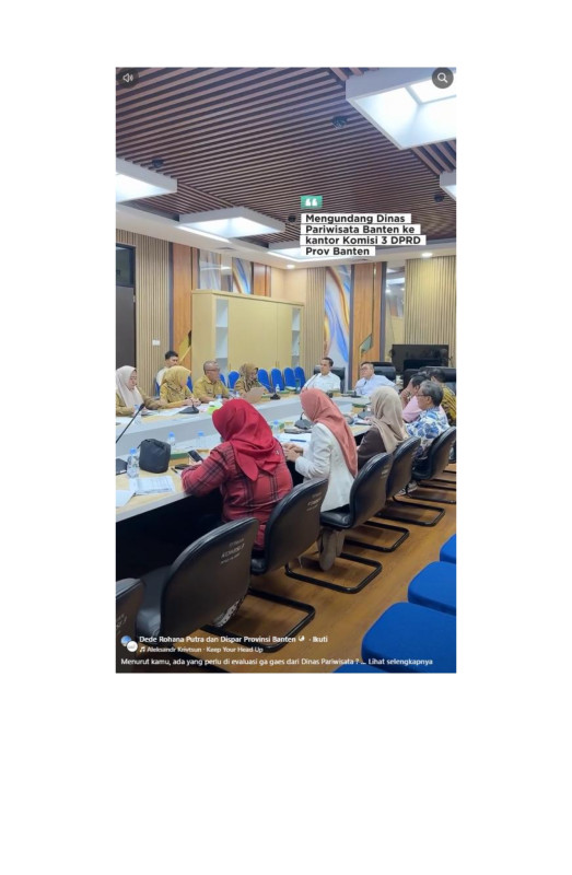 Evaluasi Kerja Dinas Pariwisata Provinsi Banten oleh DPRD Provinsi Banten Komisi III