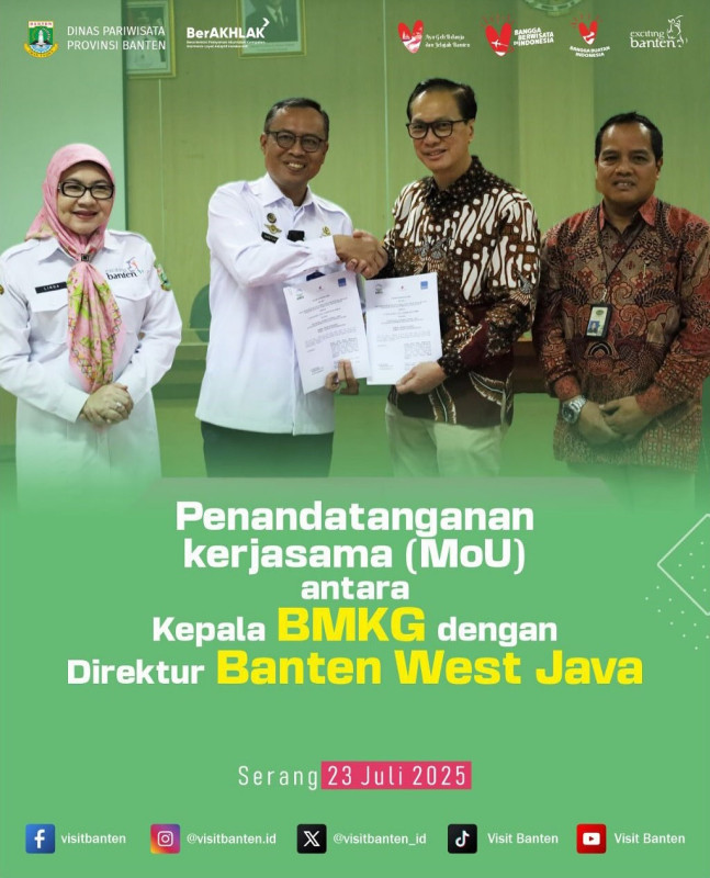 Penandatanganan kerjasama atau MoU antara Kepala Badan BMKG dengan Direktur Banten West Java