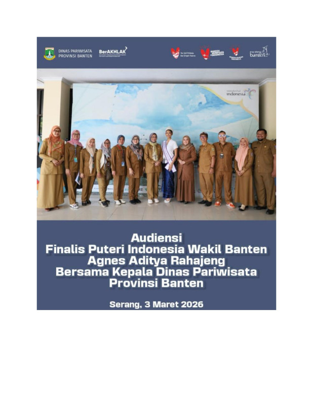 Audiensi Finalis Putri Indonesia Wakil Banten Agnes Aditya Rahajeng Bersama Kepala Dinas Pariwisata Provinsi Banten