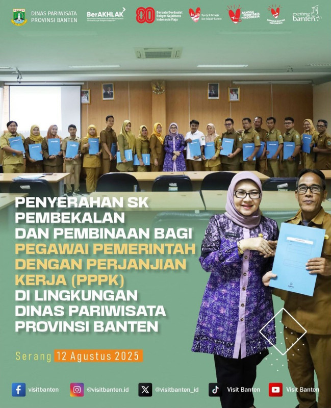 Penyerahan SK, Pembekalan, dan Pembinaan bagi Pegawai Pemerintah dengan Perjanjian Kerja (PPPK) di Aula Dinas Pariwisata Provinsi Banten