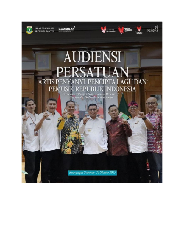 Gubernur Banten menerima audiensi dari calon anggota  Persatuan Artis Penyanyi, Pencipta Lagu dan Pemusik Republik Indonesia (PAPPRI) Banten